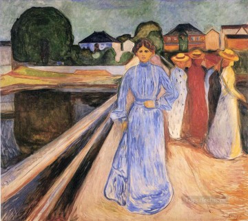 Expresionismo Painting - Mujeres en el puente 1902 Edvard Munch Expresionismo